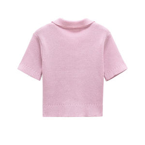 Pull chic vintage pour femme automne 2025, cardigan en tricot à manches courtes, haut décontracté à lacets, style ceinture, 100% polyester - Product Image 4