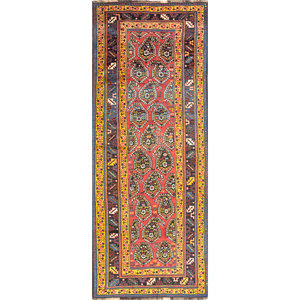 Alfombra Kiaan Grande de Lana Anudada a Mano, Diseño Geométrico Rojo Naranja, 9x12 Rectangular, para Pasillo o Habitación - Alfombras Jaipur US Paem-172 - Product Image 1