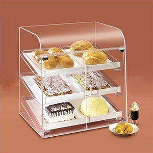 Vitrina de panadería acrílica con base de pastel de vidrio para estantes de exhibición en pastelerías - Product Image 3