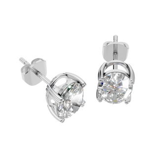 Pendientes de Botón de Moissanita Ovalada de 4 Quilates con Baño de Oro de 14K de Lujo para Mujer - Regalo de Aniversario de Bodas - Product Image 4