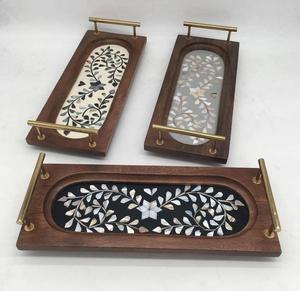Elegant Luxury Wooden & Mother of Pearl Inlay Decorative <b>Serving</b> Trays <b>Bowl</b> Handmade Feature for Party Chocolates <b>Serving</b> - Product Image 5
