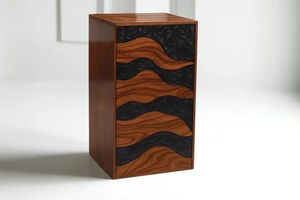 Handmade Wooden Cremation Urn Carved Wave Pattern Adult Ashes <b>Box</b> Memorial <b>Keepsake</b> <b>Box</b> Cremation urns For Adult Ashes - Product Image 2