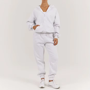 Ensemble de survêtement pour femmes, deux pièces, sweat à capuche à fermeture éclair et pantalon de jogging pour l'entraînement, la course à pied ou les vêtements décontractés - Product Image 1