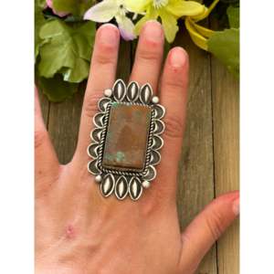 Alex Sanchez Royston Turquoise Sterling <b>Silver</b> <b>Adjustable</b> Vintage <b>Ring</b> - Product Image 1