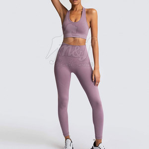 ชุดโยคะไร้ตะเข็บระบายอากาศสำหรับผู้หญิงเลกกิ้งเอวสูงและบรากีฬาสำหรับออกกำลังกายและออกกำลังกายลายพื้น - Product Image 4