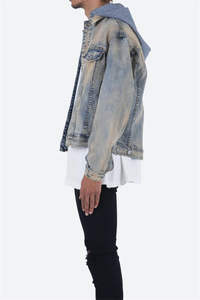 Chaqueta Vaquera Personalizada de Invierno para Hombre, Diseño sin Capucha, Logotipo Frontal Impreso, Cierre de Botones - Product Image 5