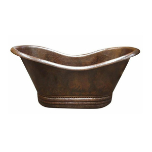 Bañeras de cobre para adultos martillado marrón oscuro de gran tamaño recién fabricadas, anillos de bañera para bañeras de baño, venta al por mayor - Product Image 3