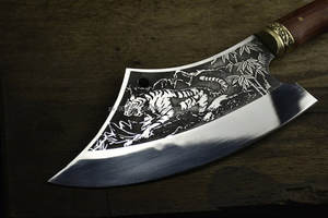 Cuchillos de carnicero de Damasco directos de fábrica, cuchillo de cocina de acero de Damasco más vendido con mango de madera - Product Image 6