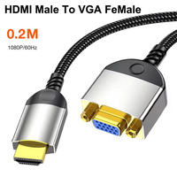 Nylon Gevlochten Mannelijke naar VGA Mannelijke/Vrouwelijke Adapterkabel 0.2M/1.5M Stabiele Anti-interferentie Signaaldraad voor Desktop Computer