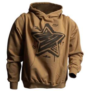 Sweat à capuche en molleton de coton lourd pour homme, motif graphique marron, poche kangourou, sweat à capuche décontracté, streetwear - Product Image 1