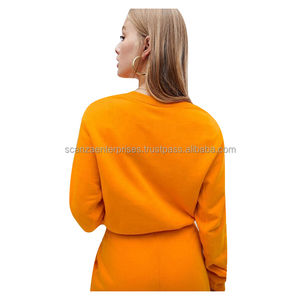 Wholesale XXL <b>Plus</b> <b>Size</b> 100% Cotton Track Suit <b>Pink</b> Fleece Crop <b>Top</b> with Elastic Logo Breathable Women's Winter OEM Available - Product Image 3