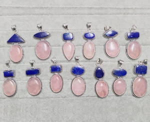 Pendentifs Vintage de qualité supérieure pierres précieuses naturelles pendentif double bijoux cristal Quartz Rose Onyx noir sculpté à la main boule de guérison - Product Image 5