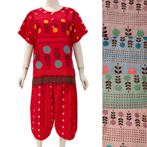 Women's Summer Thermal Pajama Set with <b>Shorts</b> and Knee-Length <b>Trouser</b> Comfortable O-Neck Design Elastic Waist by Cheery - Product Image 5