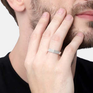 NOVAMART Fine <b>Boho</b> Men's Rhodium-Plated Geometric Oval-Cut Statement <b>Ring</b> in Sterling Silver Wholesale Export - Product Image 4