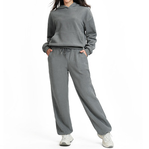 Ensemble de survêtement pour femme, 2 pièces, vêtements de sport, gym, fitness, course à pied, tenue de sport, coupe ample, athleisure, survêtement d'hiver - Product Image 3