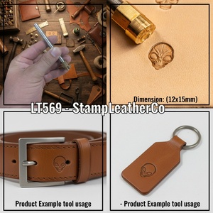 LT569 Sello de cuero 12x15mm Skull Alien Head (7/15 \ "X 7/12 \") para manualidades - Product Image 1