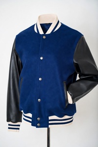 Private Label Custom Embroidered Wool Leather Varsity Jacket Dark Green Body Brown Sleeves Retro Letterman Style Unisex - Product Image 4