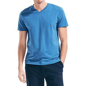 Camisetas de algodón de alta calidad para hombre, Camisetas básicas lisas con cuello en V, logotipo de impresión personalizado, camisetas de algodón 100% para hombre - Product Image 5