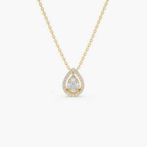 Alta calidad 0.25ctw 14K oro en forma de pera ilusión ajuste Halo diamante collar diamante genuino Collar para mujeres y niñas - Product Image 1
