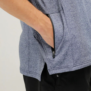 Débardeur de sport à séchage rapide gilet de gymnastique chiné pour hommes avec poche zippée respirant vêtements d'entraînement et de course hommes chemises sans manches - Product Image 5