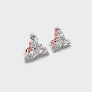 Boucles d'oreilles en diamant de culture, taille poire, trois pierres, en or blanc/rose/jaune 9 carats - Product Image 3