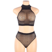 Conjunto de bikini de dos piezas, top y shorts negros con pedrería