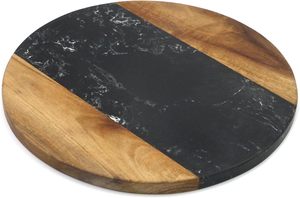 Tabla de cortar de madera de mármol veteado negro de doble tono, elegante plato de servicio de cocina hecho a mano, tabla de cortar duradera - Product Image 2