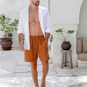 Chemises décontractées en lin à manches longues Offre Spéciale à la mode d'été pour hommes, solides et multicolores, à séchage rapide et surdimensionnés, directement du Bangladesh - Product Image 4