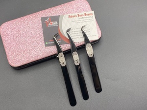 Pinces à épiler professionnelles en acier inoxydable avec revêtement plasma noir ASB Instruments, emballage personnalisé avec logo - Product Image 4