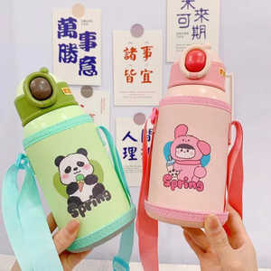 Botella de Agua Infantil de Acero Inoxidable de 500 ml, Diseño de Dibujos Animados para Estudiantes, Regreso a Clases, Uso con Agua Fría - Product Image 2