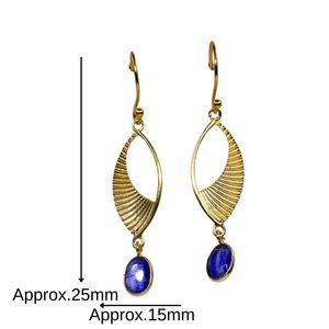 Party Wear 925 Sterling Silver Gold Plated Jewelry Kyanite Gemstone Women Wear Leaf Earring Set - Product Image 1