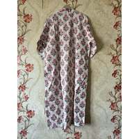 Robe kimono en coton tissé à imprimé floral, coupe ample, longueur maxi, manches longues, respirante, robe décontractée pour les moments de loisirs
