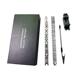 Pulseira de Saúde Masculina CAMAZ Therapy com Energia Quântica, Magnética, de Aço Inoxidável, Pedra Mineral, Preto e Dourado - Product Image 1