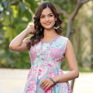 ชุดราตรีผ้าฝ้ายพิมพ์ลายสตรีน้ำหนักเบา, เสื้อผ้าฝ้ายเรยอนสำหรับสตรี - Product Image 1