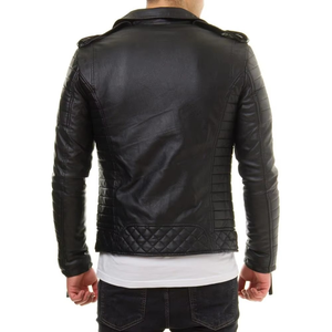 Blouson en cuir pour homme tendance, imperméable, coupe-vent, respirant, col montant, logo frontal, personnalisable OEM, haute qualité - Product Image 3
