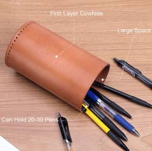 Custom <b>Pen</b> Case the Home or at Office to Keep Your <b>Desk</b> Neat Retro <b>Pens</b> <b>Holder</b> Premium Leather <b>Pen</b> <b>Holder</b> - Product Image 1
