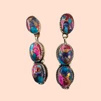 Boucles d'oreilles en argent sterling Navajo et pierre de rêve rose Mojave faites à la main Bijoux du sud-ouest faits à la main en argent sterling