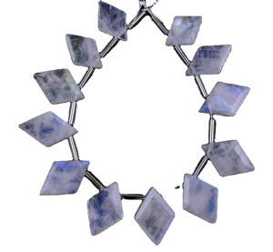 Natural <b>Rainbow</b> Moonstone Blue Fire Faceted Kite Shape Gemstone Wholesale Briolette Beads Manufacturer Genuine High Quality - Product Image 1