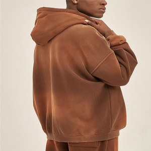 Sudadera con capucha extragrande de 450gsm para hombre, ropa de calle de peso pesado, estampado desgastado lavado con ácido de alta calidad sin bolsillo de cuerda para viajes - Product Image 5