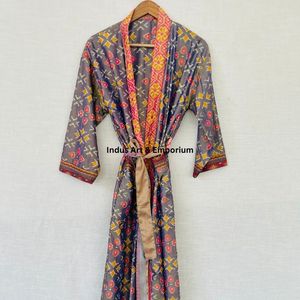 Kimono en coton satiné imprimé bloc à la main vente en gros - Product Image 5