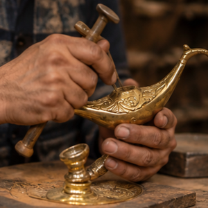 Cachimba de Lujo Farida Aladdin Magic Lamp de Latón Lacado con Bandeja de Doble Cara y Florero en Forma de Cúpula - Product Image 5