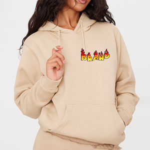 เสื้อฮู้ดฮิปฮอปโอเวอร์ไซส์ของผู้หญิงเสื้อมีฮู้ดแฟชั่นสีทึบพิมพ์โลโก้ได้ตามต้องการ - Product Image 1