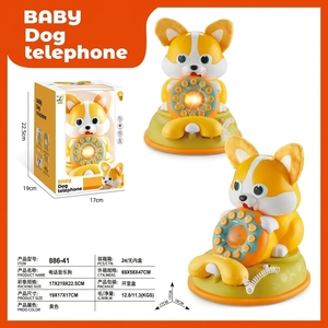 Tambour à claquettes multifonctionnel pour bébés et tout-petits avec sons et lumières, <span class=keywords><strong>jouet</strong></span> téléphone chien de dessin animé pour l'éveil cognitif des enfants - Product Image 1