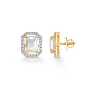Pendientes de Cristal para Mujer - Aretes Angulares con Encanto en Oro Amarillo - Product Image 3
