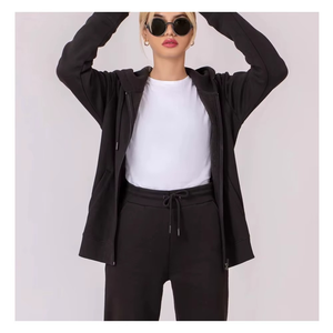 Sudadera con Capucha Extra Grande para Mujer, con Cierre, Logotipo Personalizado, Bordado Frontal, OEM, Venta al por Mayor, Ropa Urbana con Color Personalizado - Product Image 5