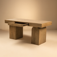 Bureau moderne en bois massif d'orme avec rangement, durable, pré-assemblé, pour bureau à domicile, style mid-century, fabriqué au Vietnam par Sukavina