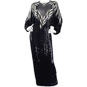 Luxurious Women's Beaded Evening Cocktail Dress Elegant Full Sleeve Modest Sparkling Straight Silhouette <b>Prom</b> Plus <b>Parties</b> Front - Product Image 4