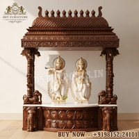 Templo Ashtalakshmi de Madera de Teca en Oferta, Mandir de Madera Elegante con Puertas, Templo Ashtalakshmi de Lujo Estilo Sureño Indio, EE. UU.