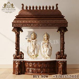 Templo Ashtalakshmi de Madera de Teca en Oferta, Mandir de Madera Elegante con Puertas, Templo Ashtalakshmi de Lujo Estilo del Sur de la India, Reino Unido - Product Image 4