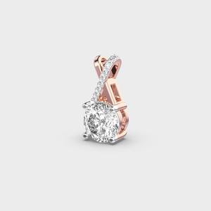 Lab Grown Round Cut <b>Diamond</b> Pendant with Pave Bail in 9K Yellow/White/Rose Gold Rhodium Plated Women's <b>Jewelry</b> - Product Image 2